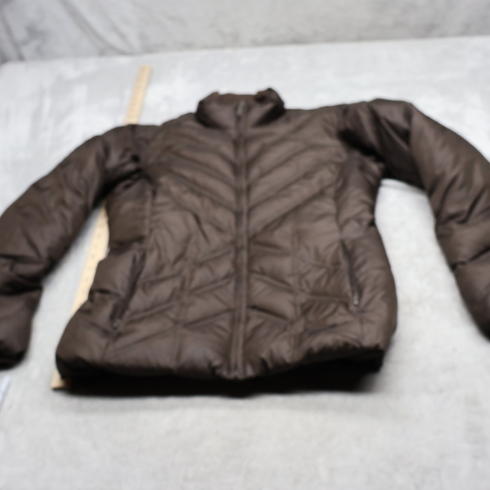 Eddie Bauer Down Jacket Women Small Brown Quilted Insulated Full Zip Puffer
